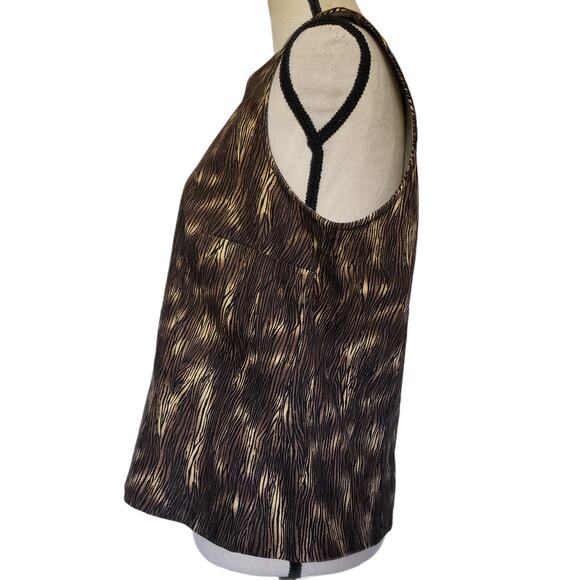 Vintage MHM Melissa Harper Womens Top Size 12 Wood Grain Back Button Goblin - Picture 3 of 10